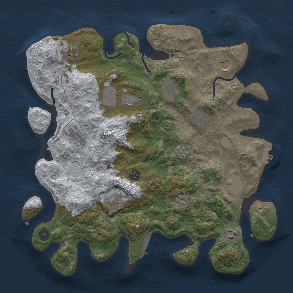 Rust Map: Procedural Map, Size: 3850, Seed: 430969279, 20 Monuments