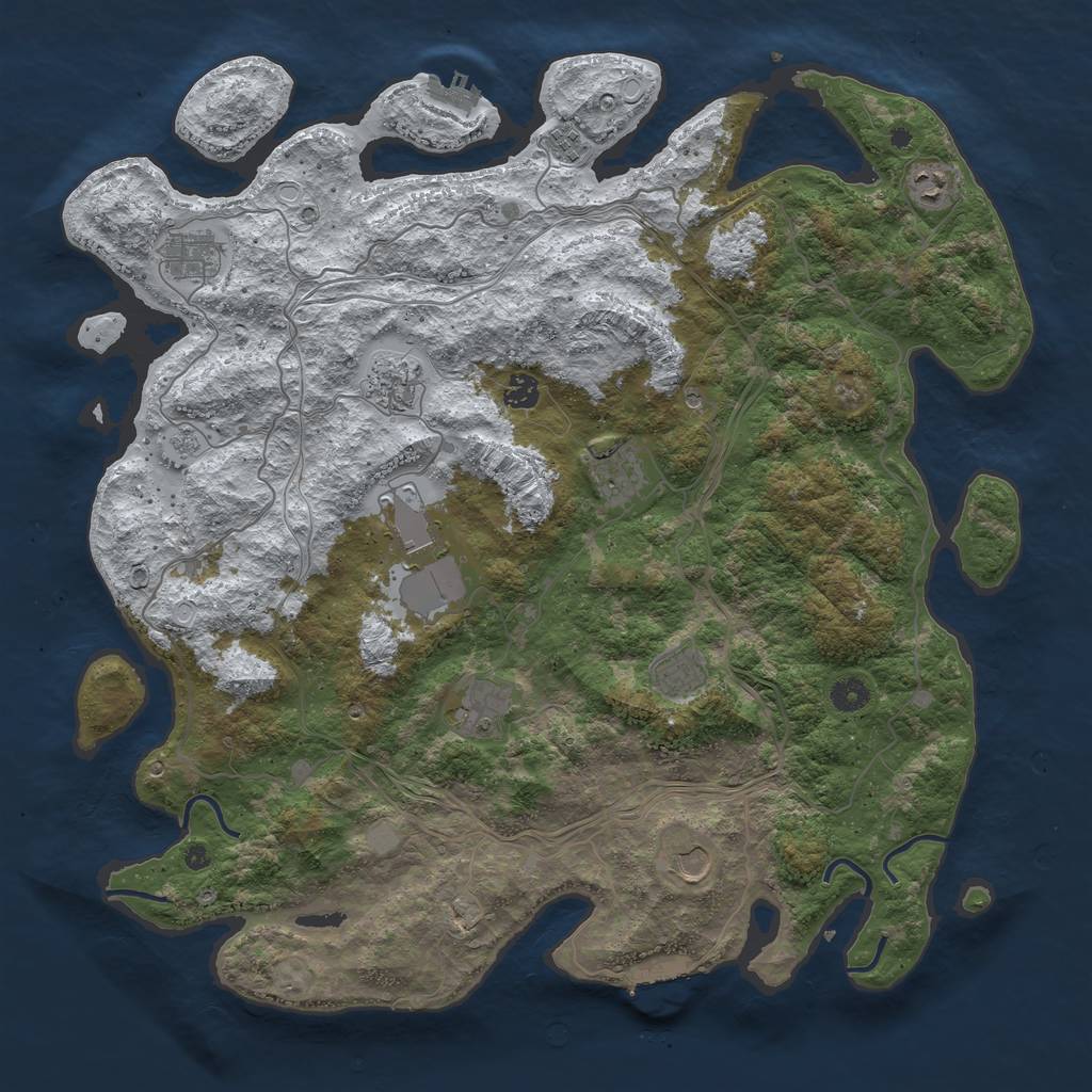Rust Map: Procedural Map, Size: 4500, Seed: 6417690, 19 Monuments