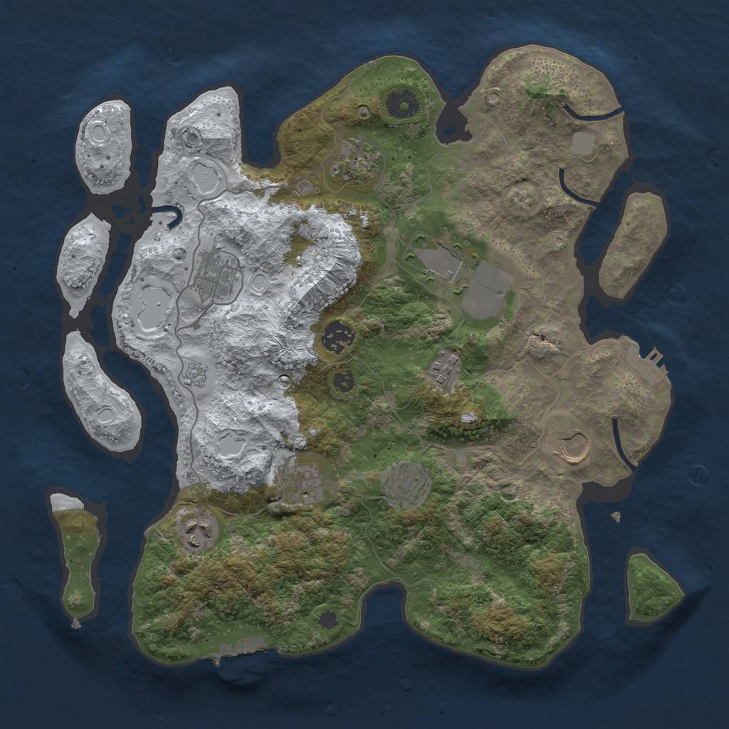 Rust Map: Procedural Map, Size: 3500, Seed: 519765528, 17 Monuments