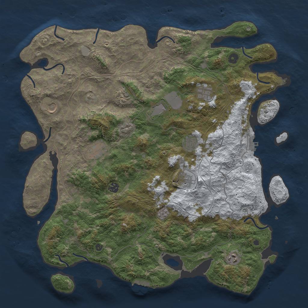 Rust Map: Procedural Map, Size: 4500, Seed: 3385364, 19 Monuments