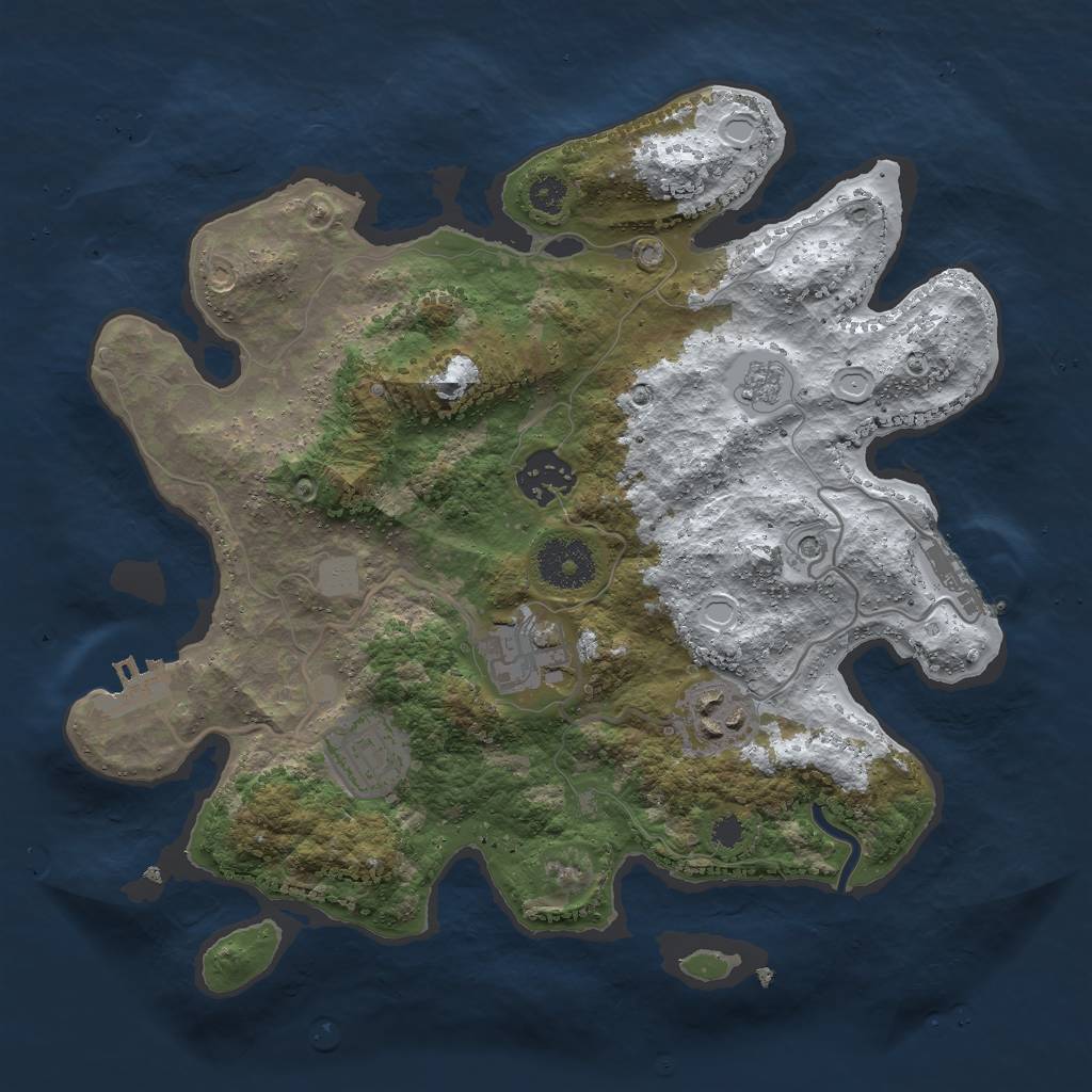 Rust Map: Procedural Map, Size: 3000, Seed: 17151, 13 Monuments