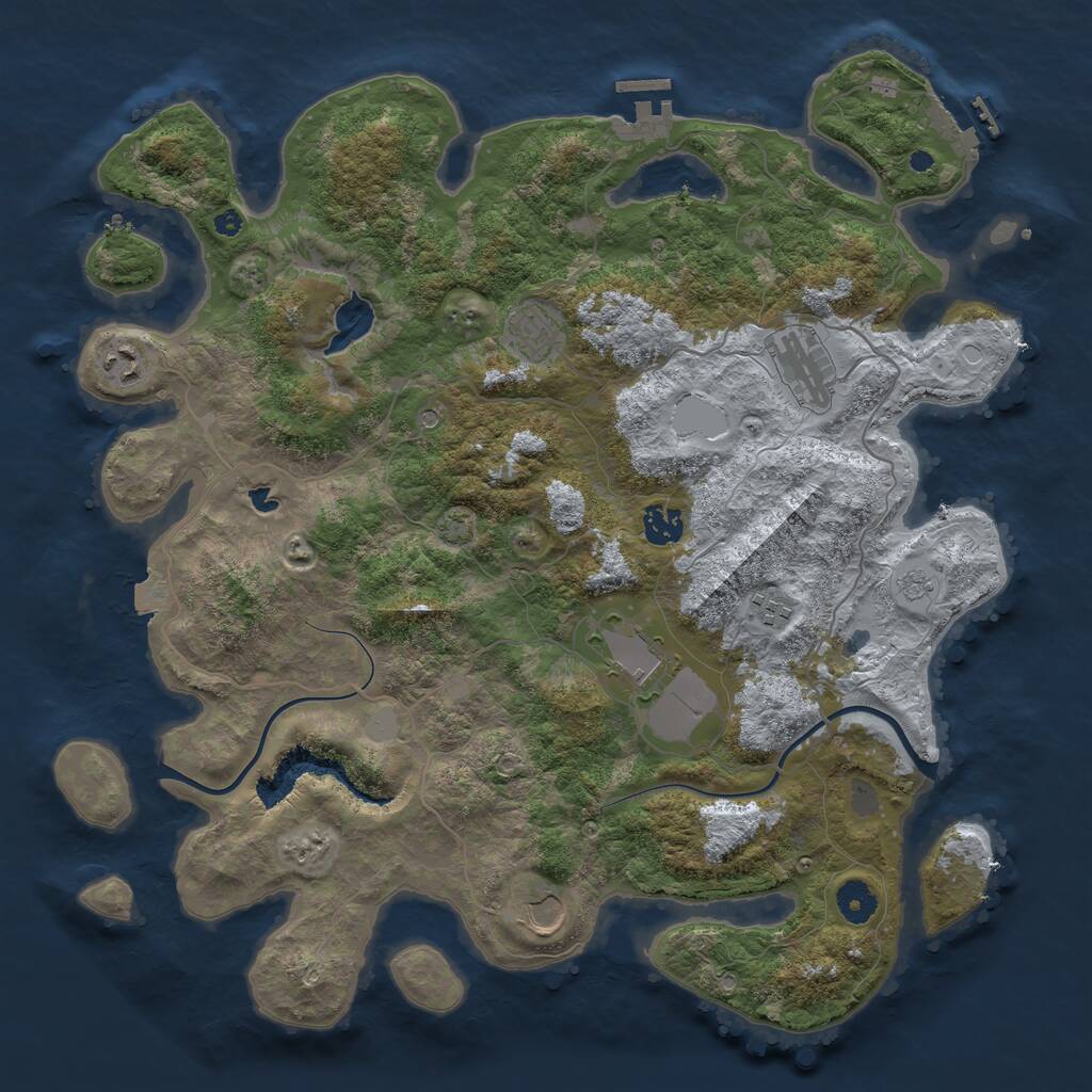 Rust Map: Procedural Map, Size: 4000, Seed: 7427372, 13 Monuments
