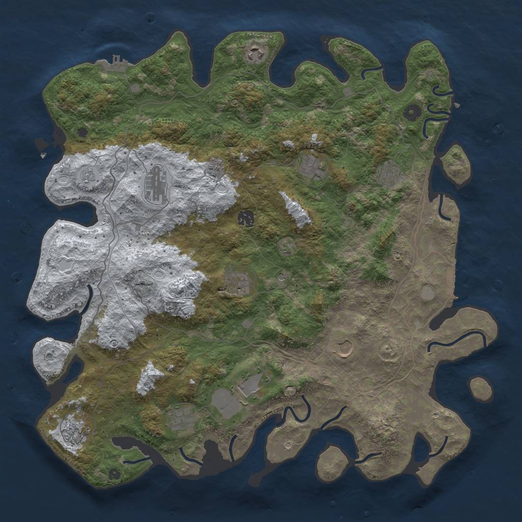 Rust Map: Procedural Map, Size: 4500, Seed: 2647801, 20 Monuments