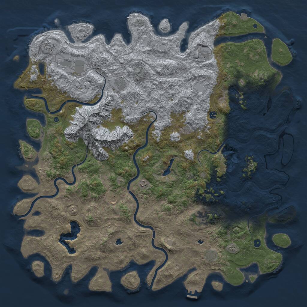 Rust Map: Procedural Map, Size: 6000, Seed: 1353648844, 17 Monuments