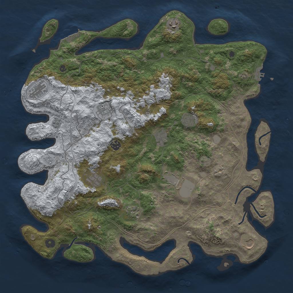 Rust Map: Procedural Map, Size: 4500, Seed: 4920820, 20 Monuments