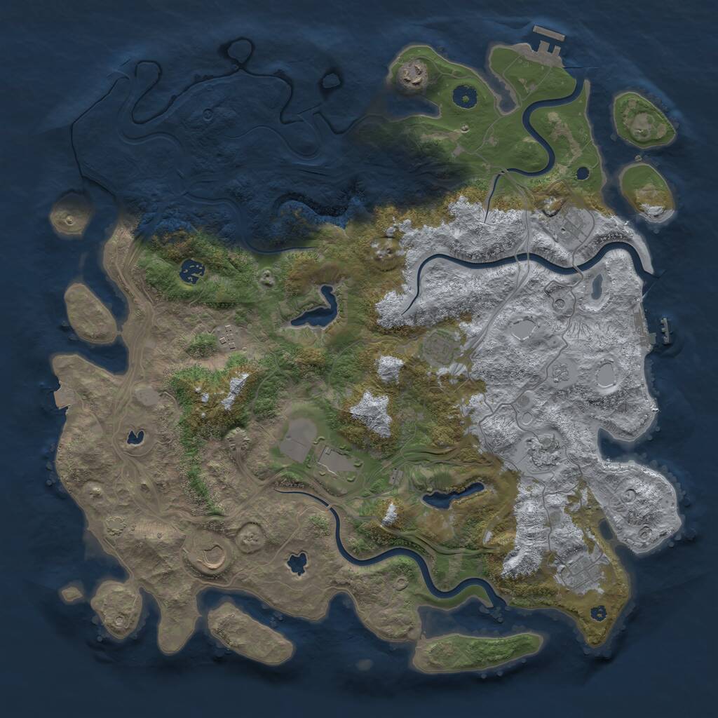 Rust Map: Procedural Map, Size: 4500, Seed: 870664, 15 Monuments