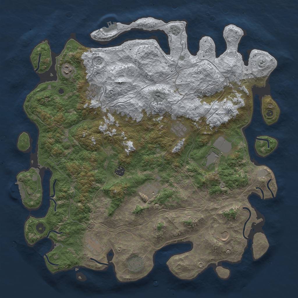 Rust Map: Procedural Map, Size: 4500, Seed: 2467403, 19 Monuments