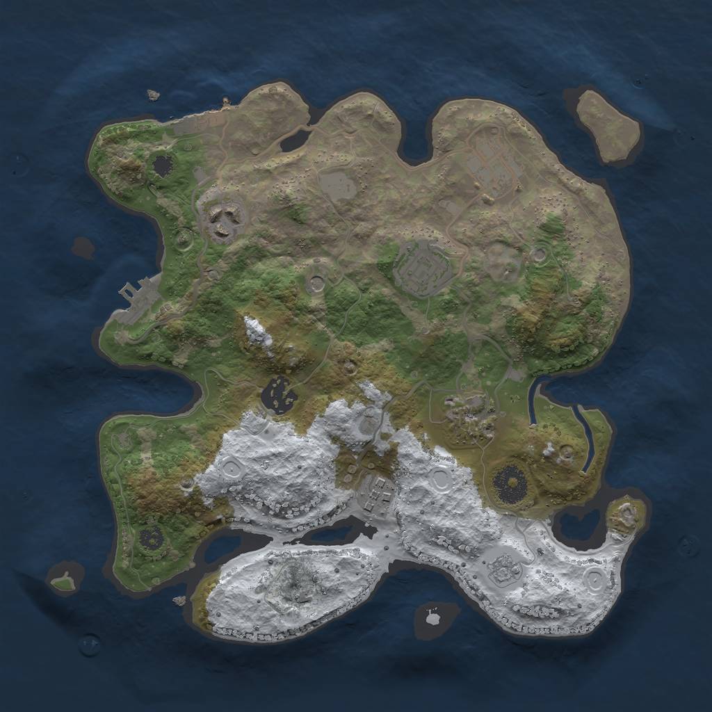 Rust Map: Procedural Map, Size: 3000, Seed: 1922799927, 15 Monuments