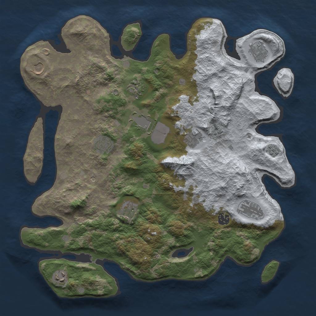 Rust Map: Barren, Size: 4000, Seed: 111214, 14 Monuments