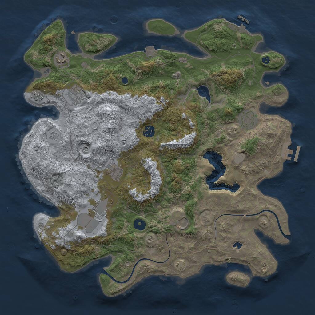 Rust Map: Procedural Map, Size: 4000, Seed: 943561, 14 Monuments