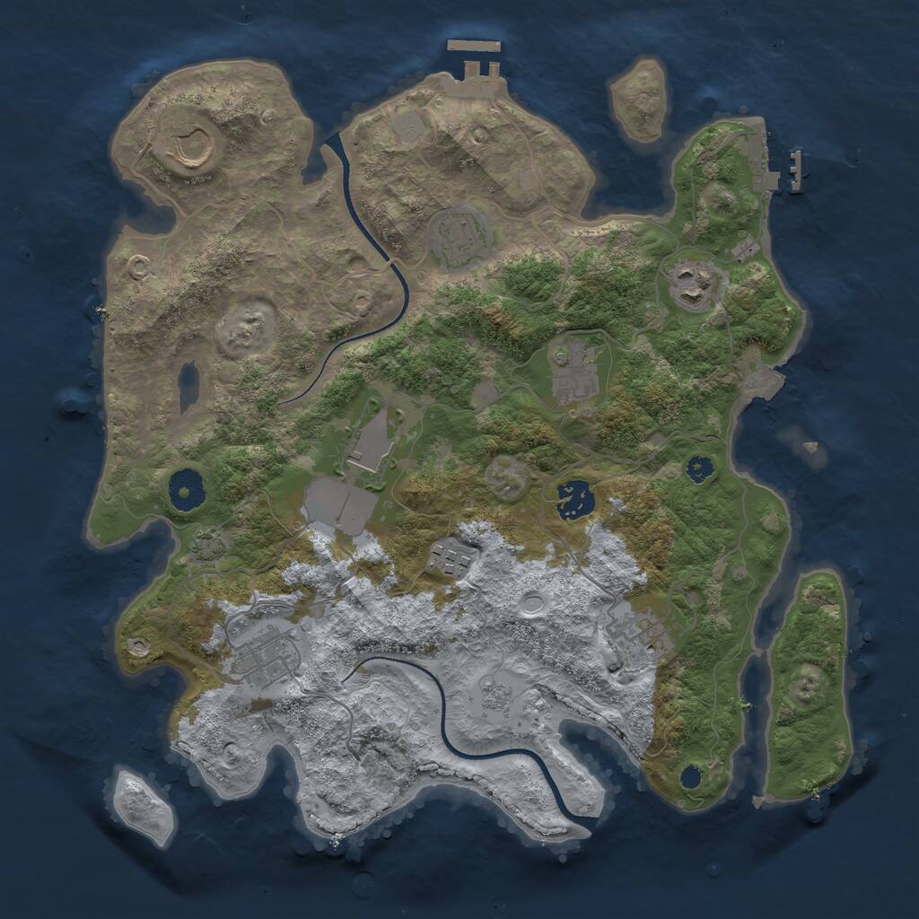 Rust Map: Procedural Map, Size: 3500, Seed: 1868670170, 14 Monuments