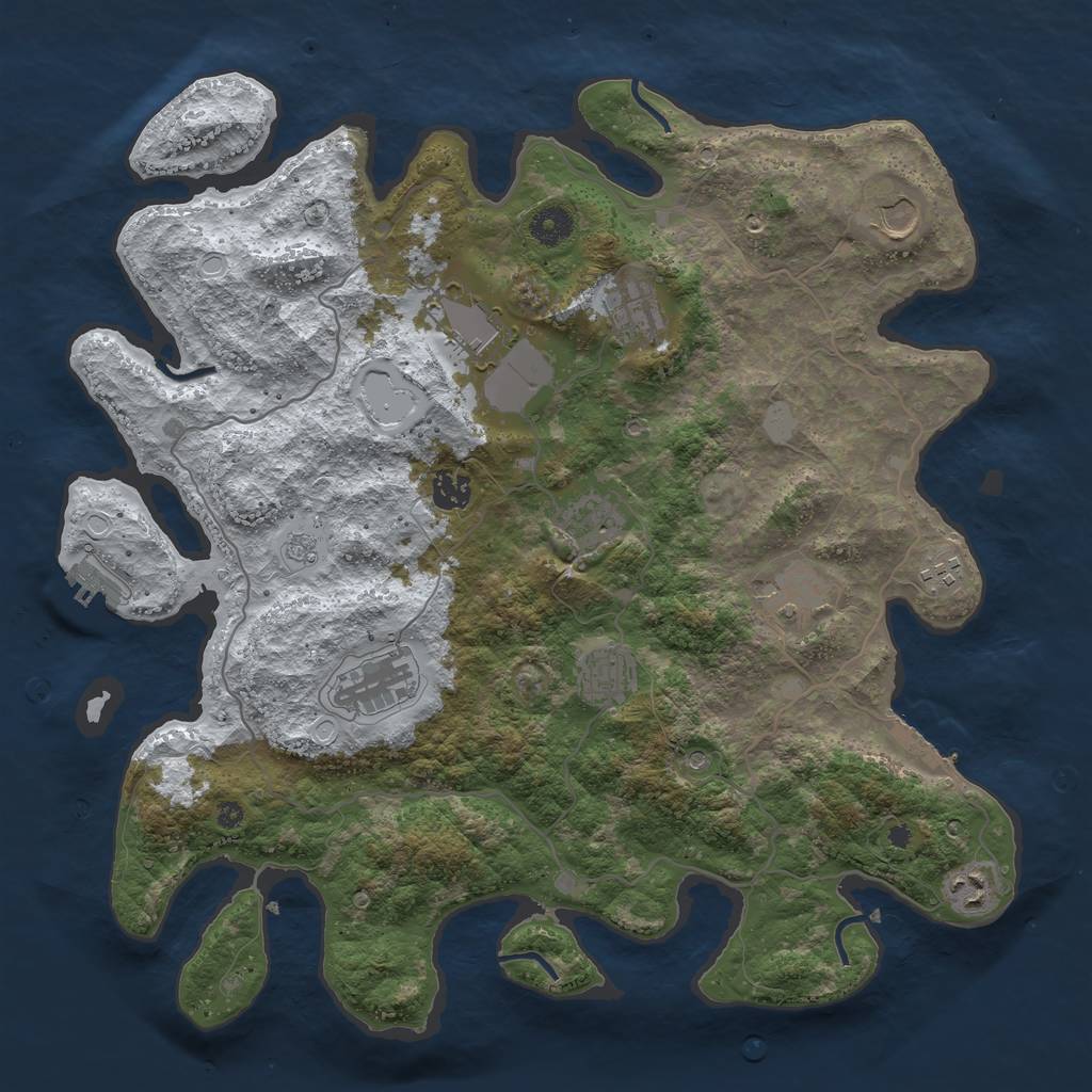 Rust Map: Procedural Map, Size: 4000, Seed: 7282070, 19 Monuments