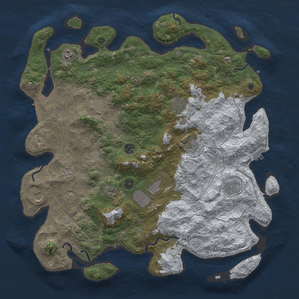 Rust Map: Procedural Map, Size: 4500, Seed: 5378725, 19 Monuments