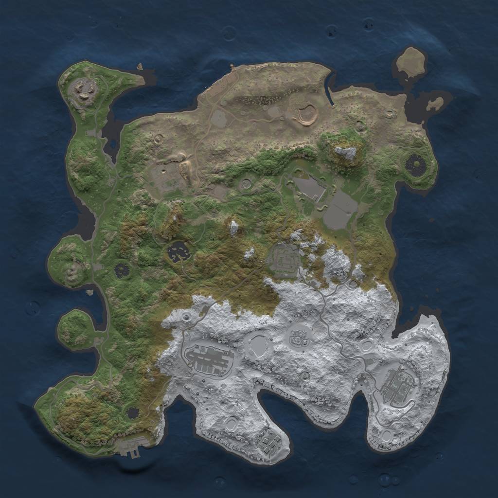 Rust Map: Procedural Map, Size: 3500, Seed: 1098765, 18 Monuments