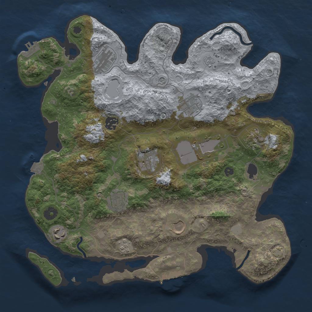 Rust Map: Procedural Map, Size: 3500, Seed: 1182520405, 18 Monuments