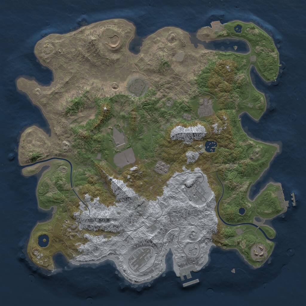 Rust Map: Procedural Map, Size: 3750, Seed: 929415486, 16 Monuments