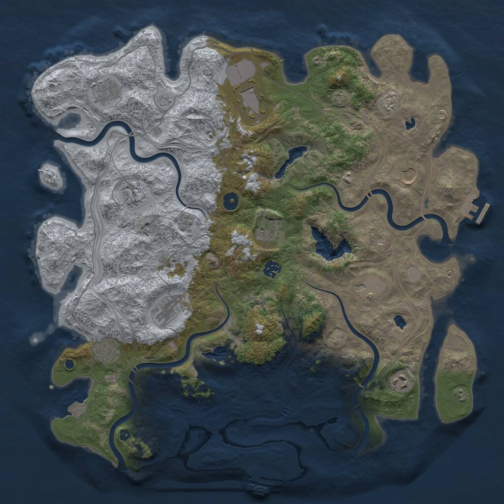 Rust Map: Procedural Map, Size: 4500, Seed: 474412118, 17 Monuments