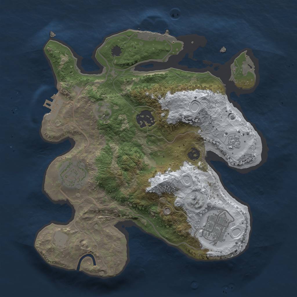 Rust Map: Procedural Map, Size: 2500, Seed: 74875472, 11 Monuments