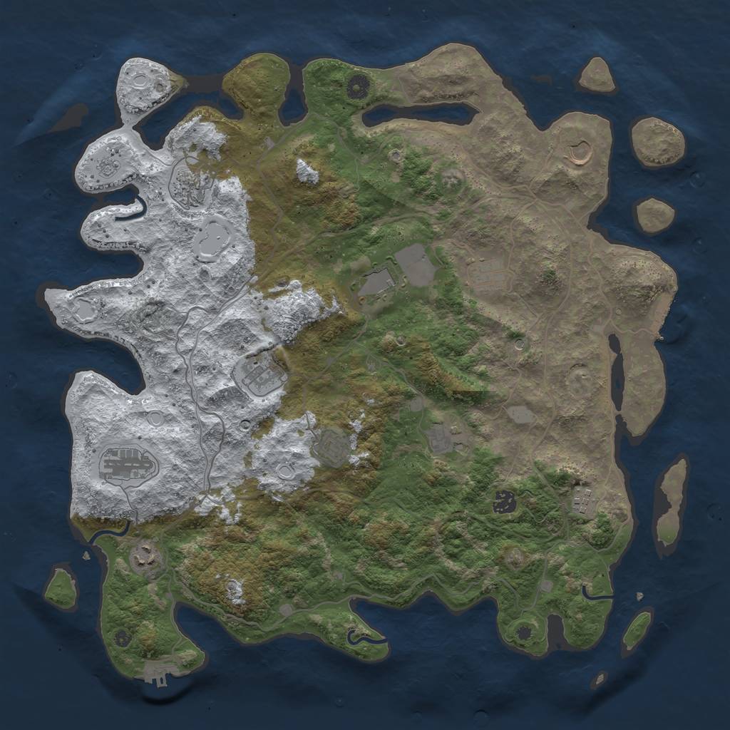Rust Map: Procedural Map, Size: 4500, Seed: 4907472, 20 Monuments