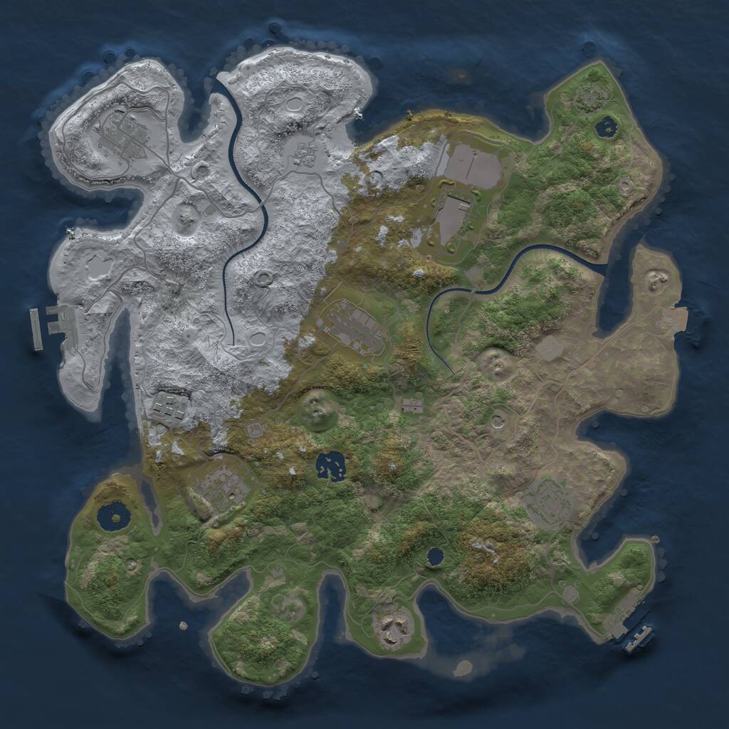 Rust Map: Procedural Map, Size: 3500, Seed: 534238836, 14 Monuments