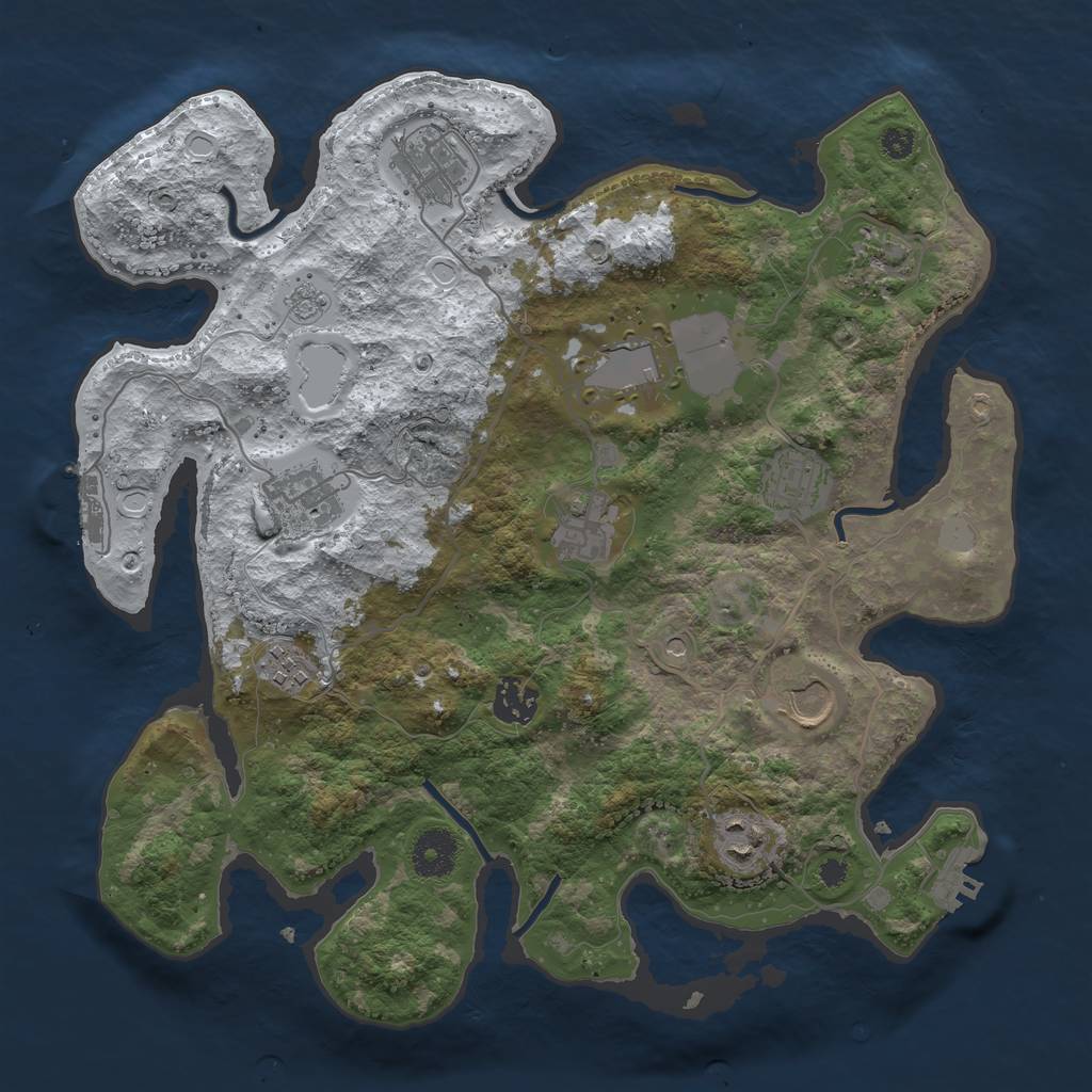Rust Map: Procedural Map, Size: 3500, Seed: 534238836, 19 Monuments