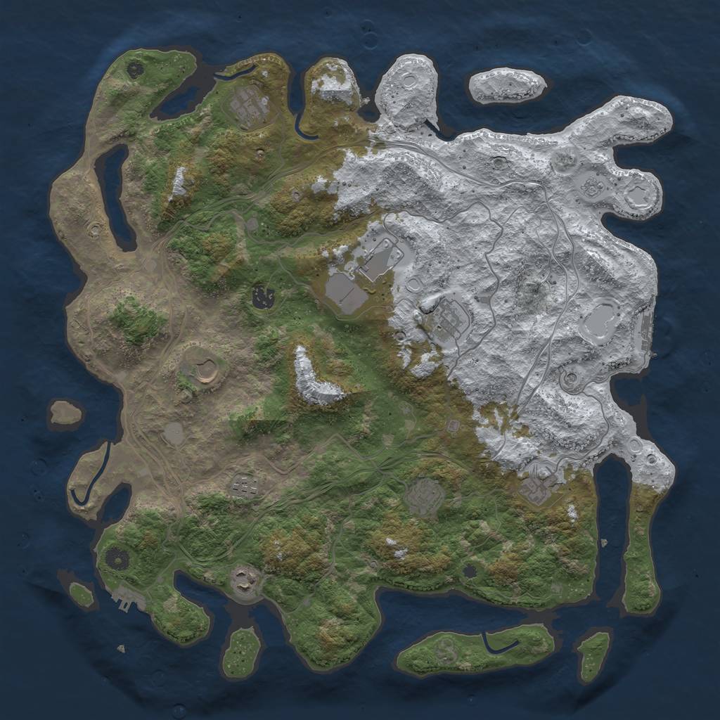 Rust Map: Procedural Map, Size: 4500, Seed: 3378140, 18 Monuments
