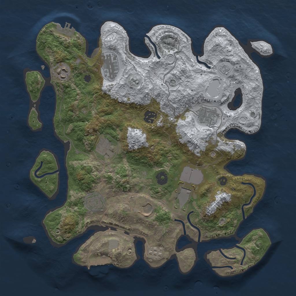 Rust Map: Procedural Map, Size: 3500, Seed: 406112007, 18 Monuments