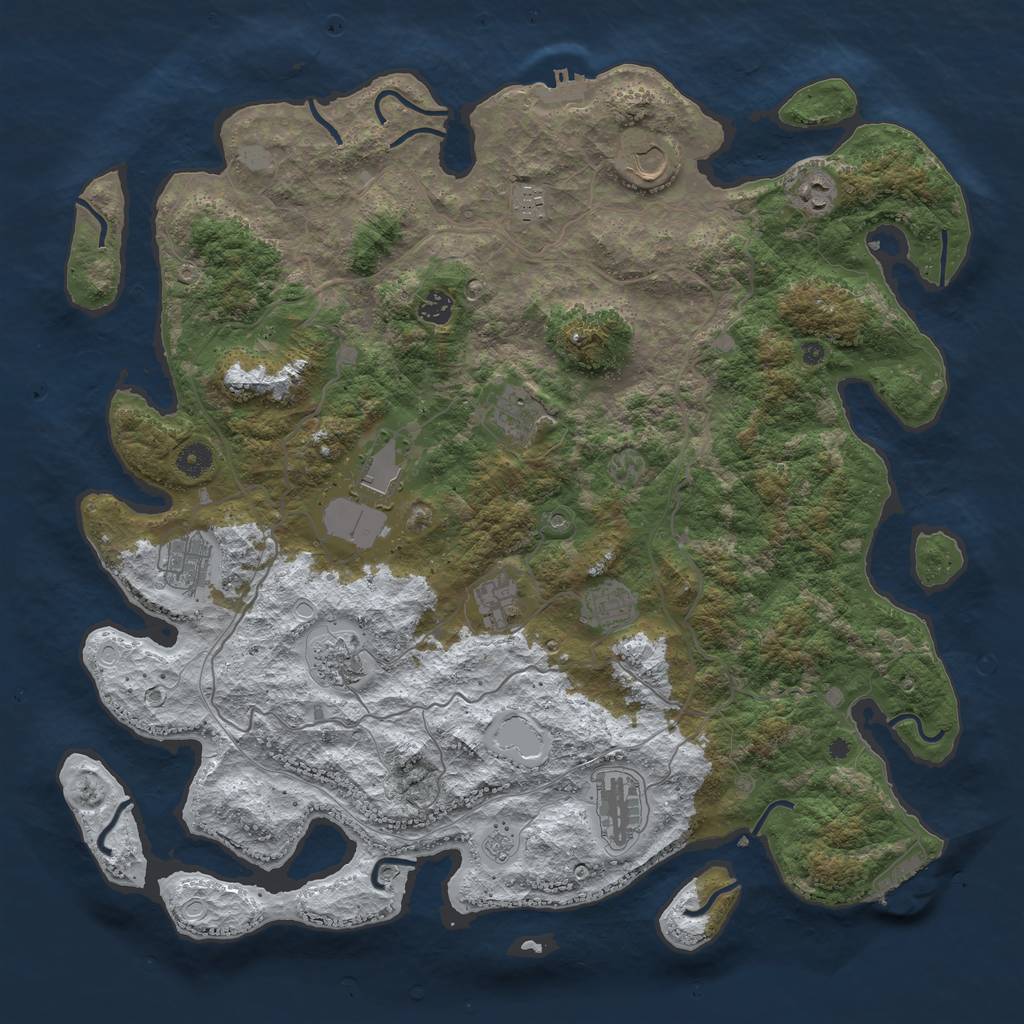 Rust Map: Procedural Map, Size: 4500, Seed: 2263737, 20 Monuments