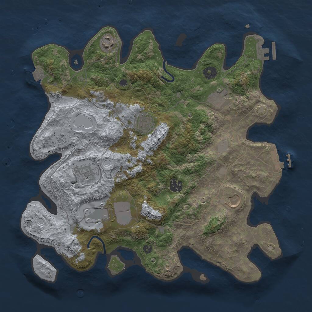 Rust Map: Procedural Map, Size: 3500, Seed: 3497659, 13 Monuments