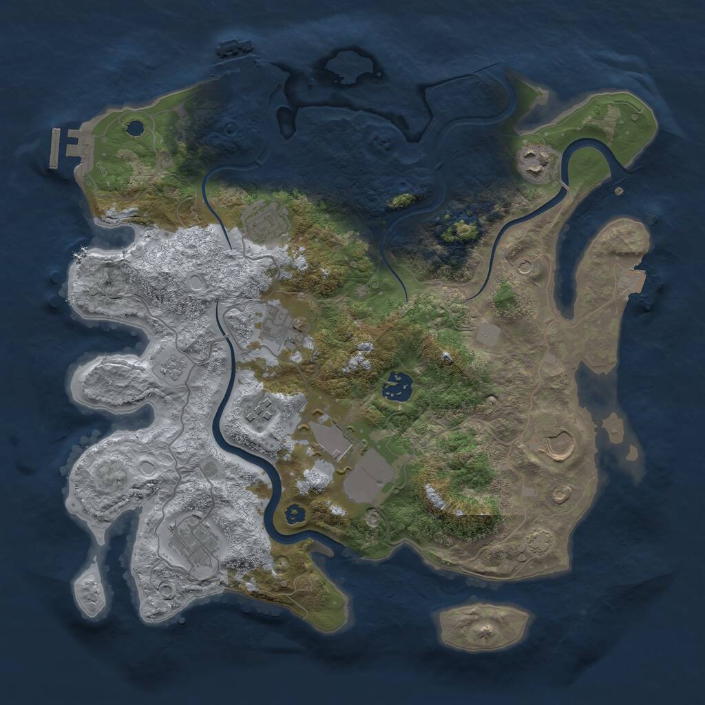Rust Map: Procedural Map, Size: 3500, Seed: 27980461, 14 Monuments