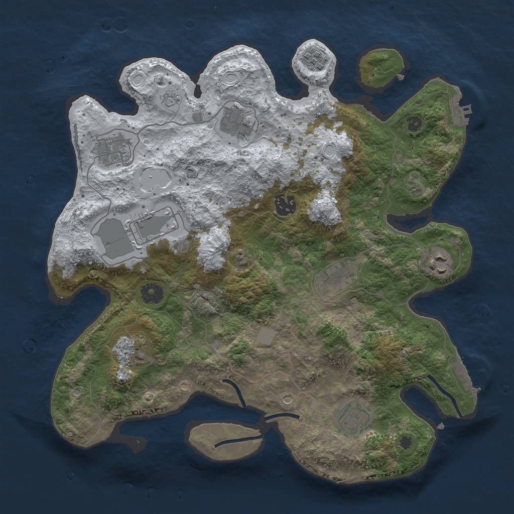 Rust Map: Procedural Map, Size: 3500, Seed: 501730431, 18 Monuments