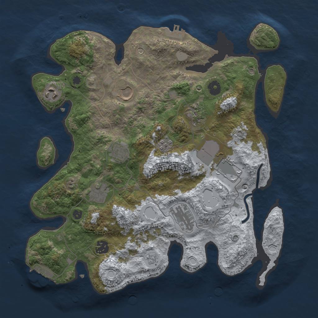 Rust Map: Procedural Map, Size: 3500, Seed: 2117, 18 Monuments