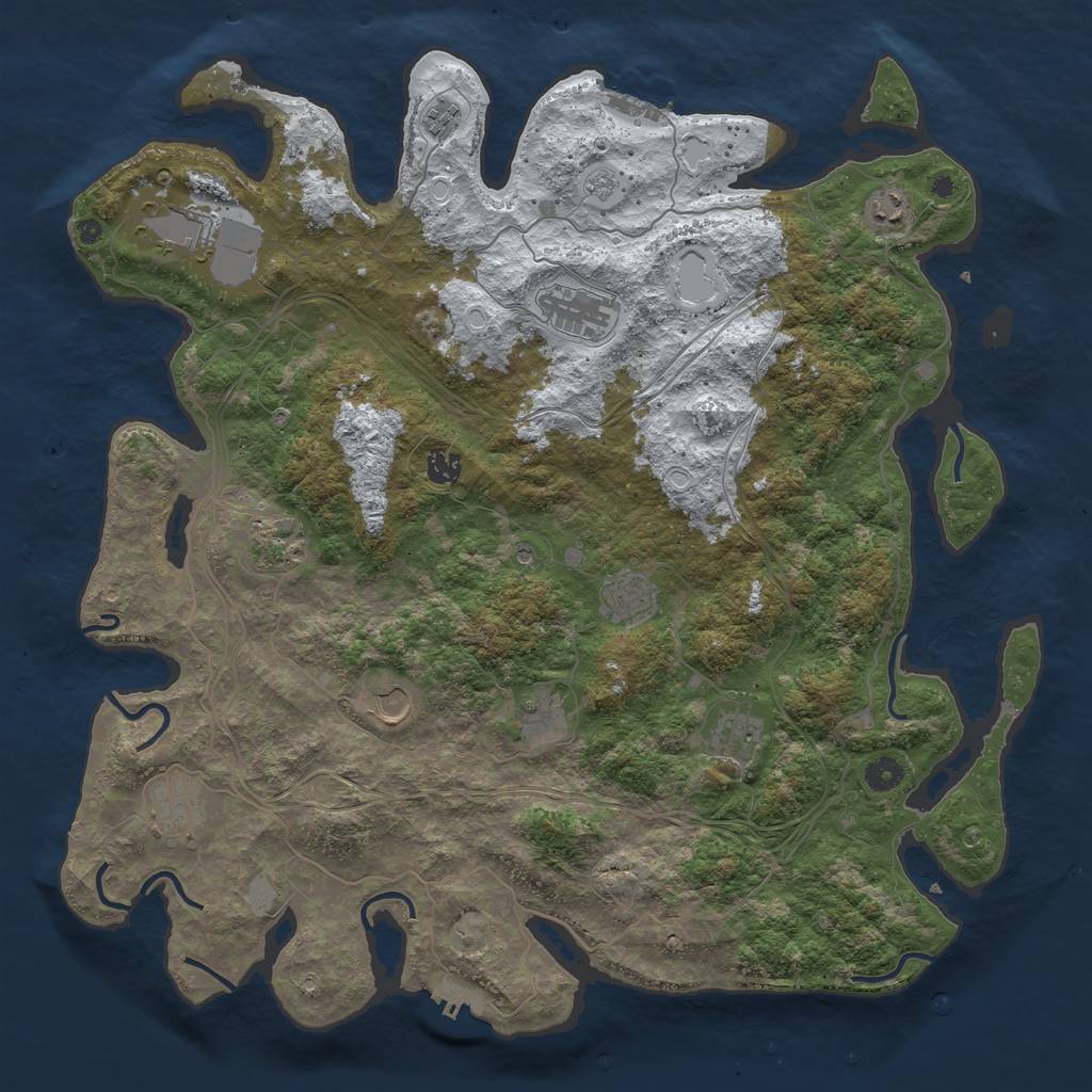 Rust Map: Procedural Map, Size: 4500, Seed: 3253221, 20 Monuments