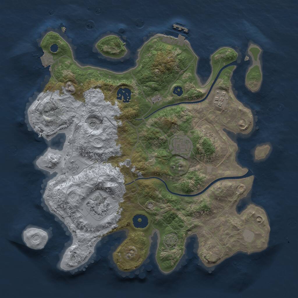 Rust Map: Procedural Map, Size: 3000, Seed: 14863002, 9 Monuments