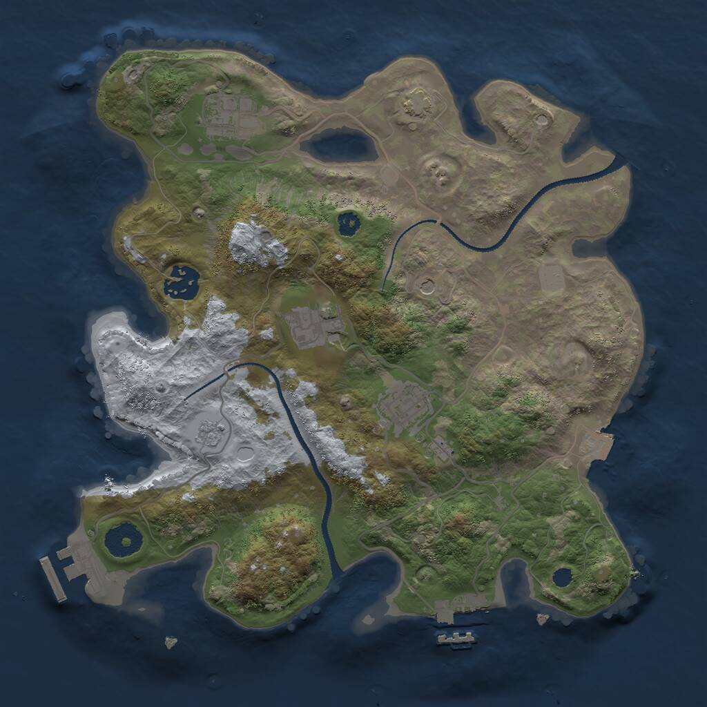 Rust Map: Procedural Map, Size: 3000, Seed: 760859477, 10 Monuments