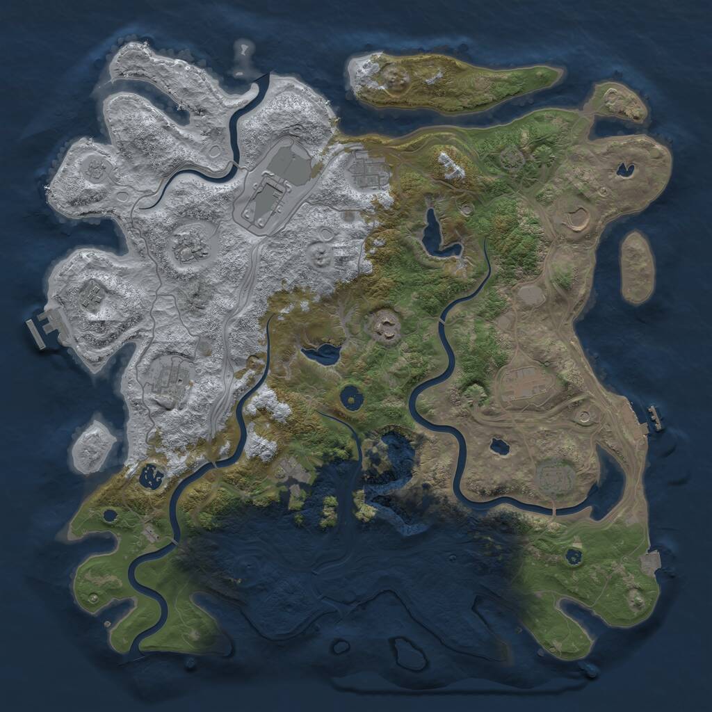 Rust Map: Procedural Map, Size: 4500, Seed: 439397, 17 Monuments