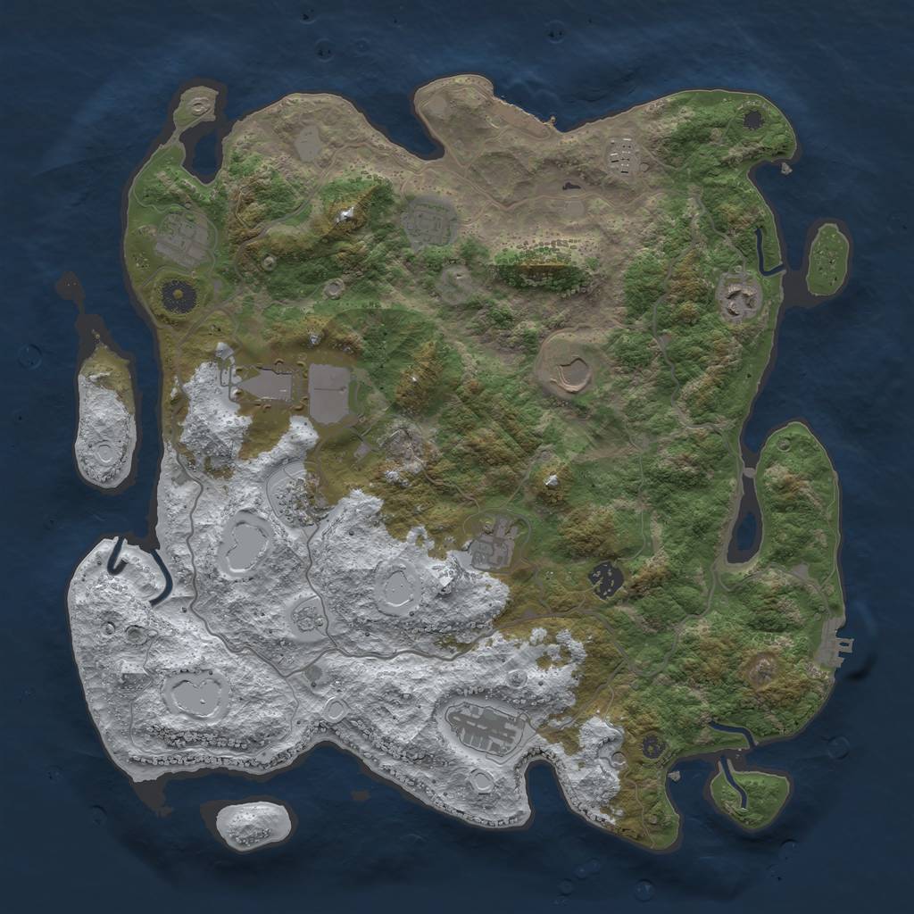 Rust Map: Procedural Map, Size: 4000, Seed: 111213, 19 Monuments