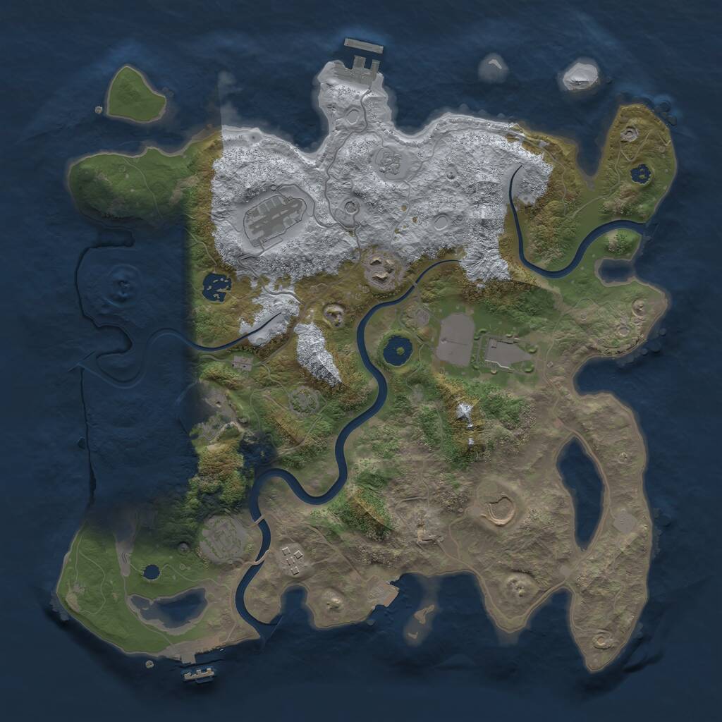 Rust Map: Procedural Map, Size: 3750, Seed: 1328394115, 14 Monuments