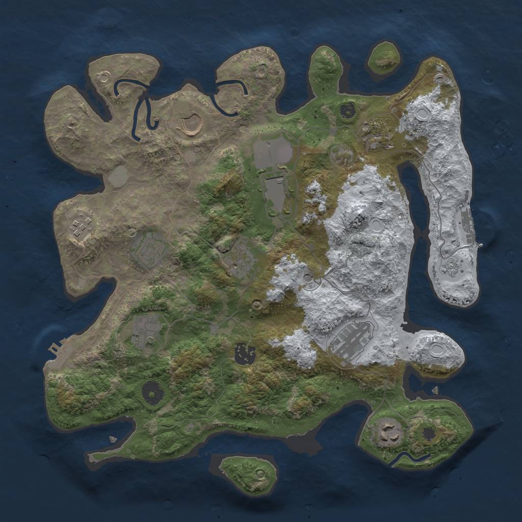 Rust Map: Procedural Map, Size: 3500, Seed: 890543950, 19 Monuments