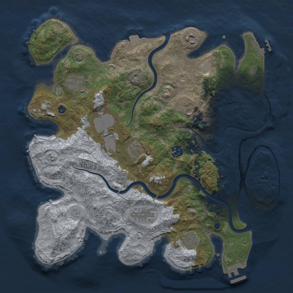 Rust Map: Procedural Map, Size: 3700, Seed: 3666525, 15 Monuments