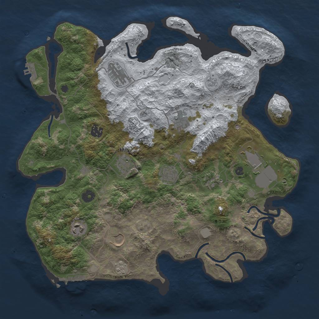 Rust Map: Procedural Map, Size: 3800, Seed: 717533703, 19 Monuments