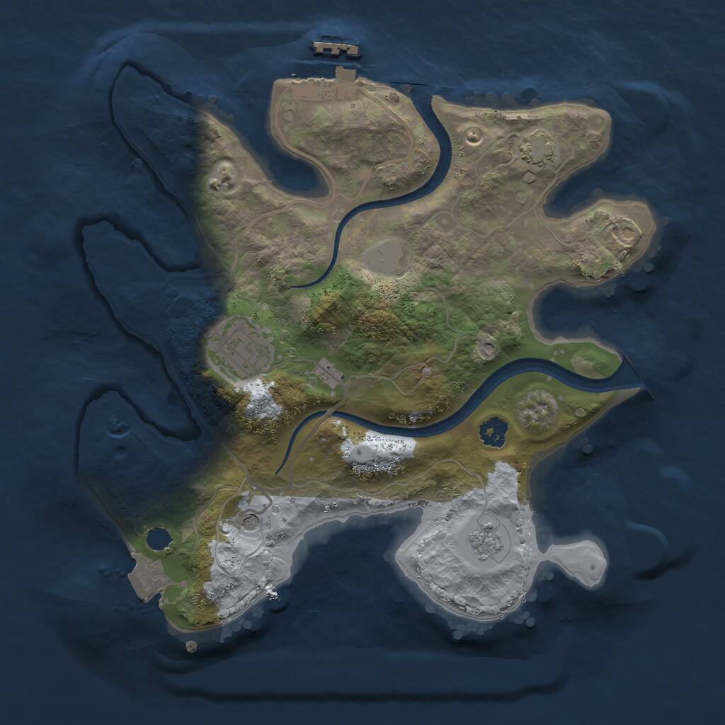 Rust Map: Procedural Map, Size: 2500, Seed: 1821648342, 6 Monuments