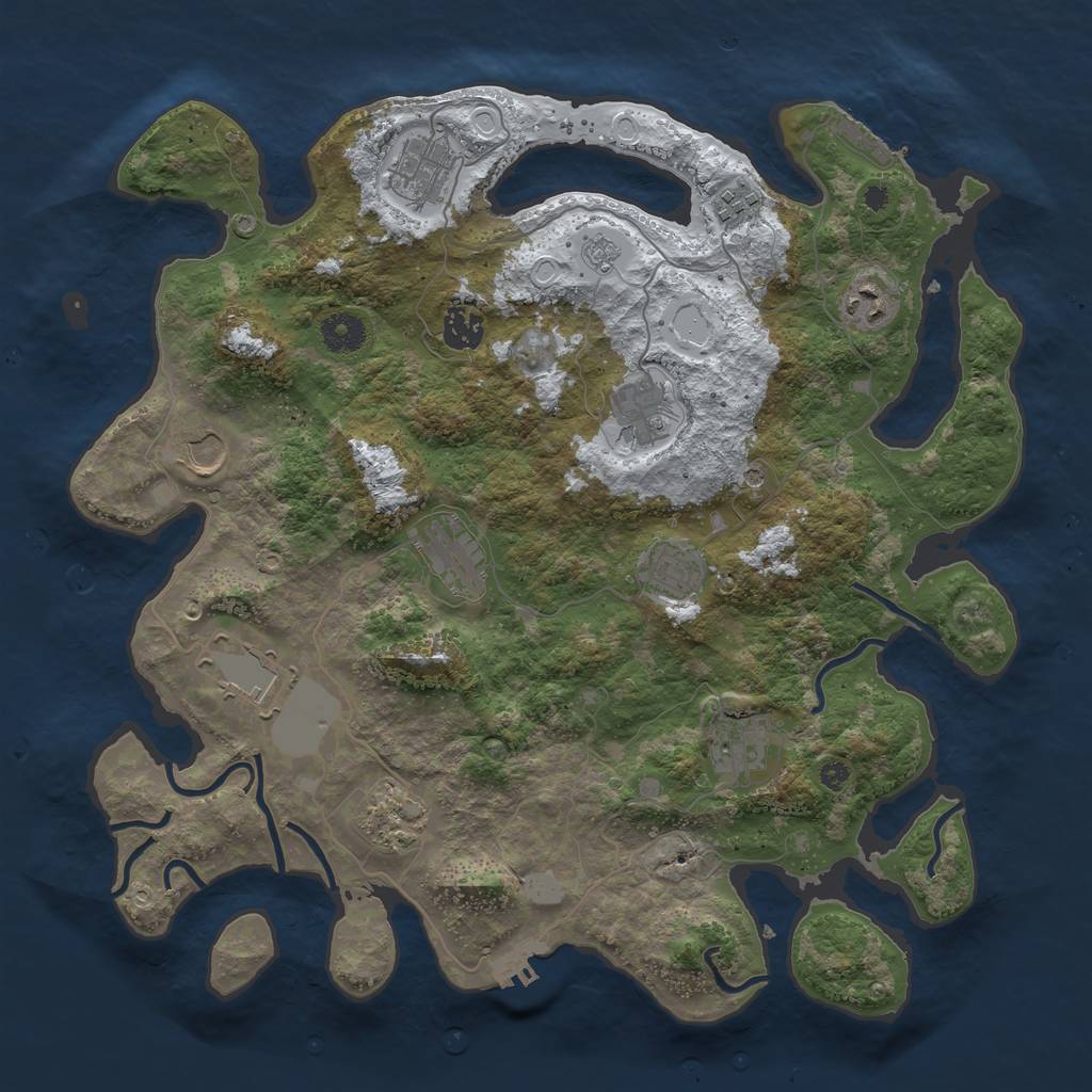 Rust Map: Procedural Map, Size: 3850, Seed: 934191953, 20 Monuments