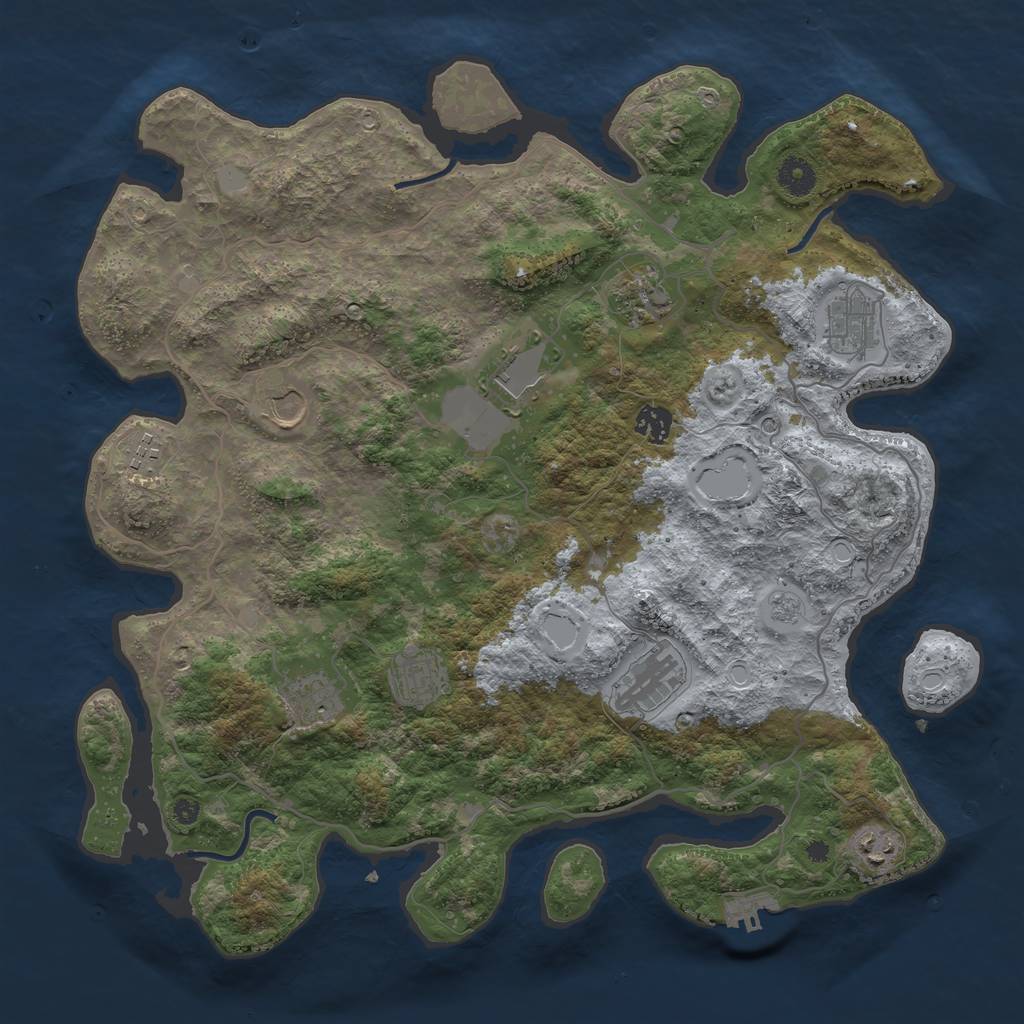 Rust Map: Procedural Map, Size: 4050, Seed: 783618075, 18 Monuments