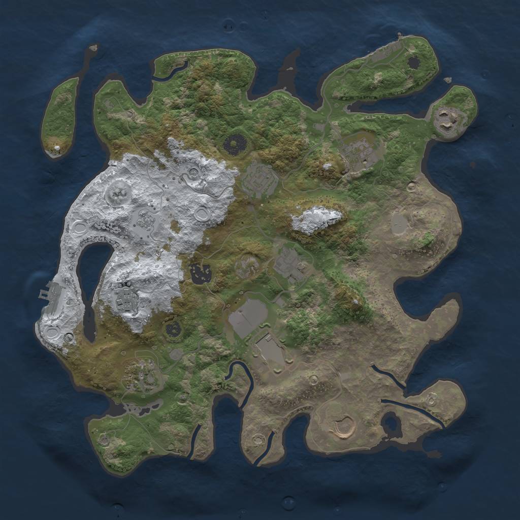 Rust Map: Procedural Map, Size: 3500, Seed: 460606314, 18 Monuments