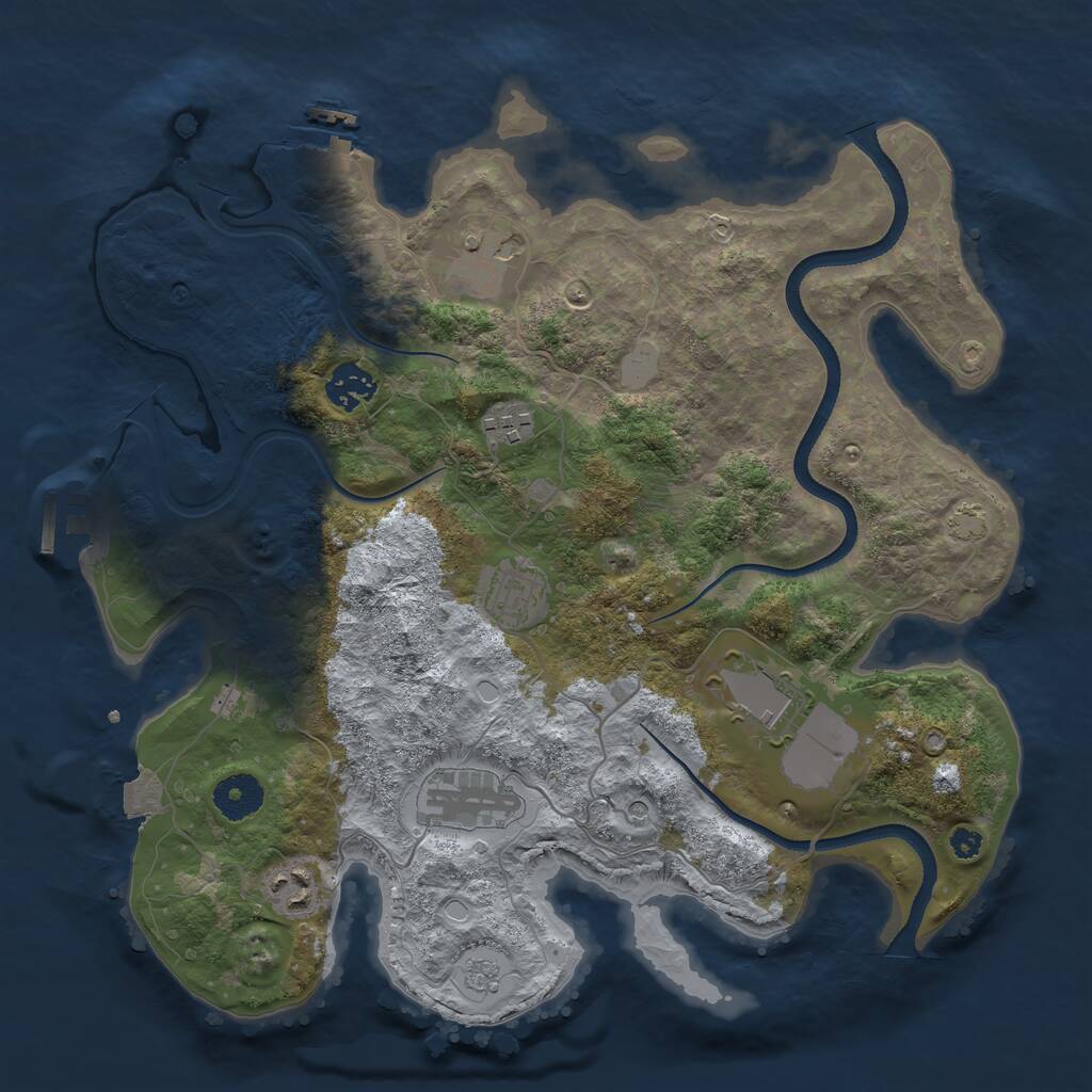 Rust Map: Procedural Map, Size: 3500, Seed: 497507138, 13 Monuments