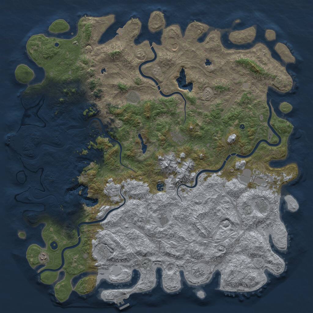 Rust Map: Procedural Map, Size: 6000, Seed: 909560, 17 Monuments
