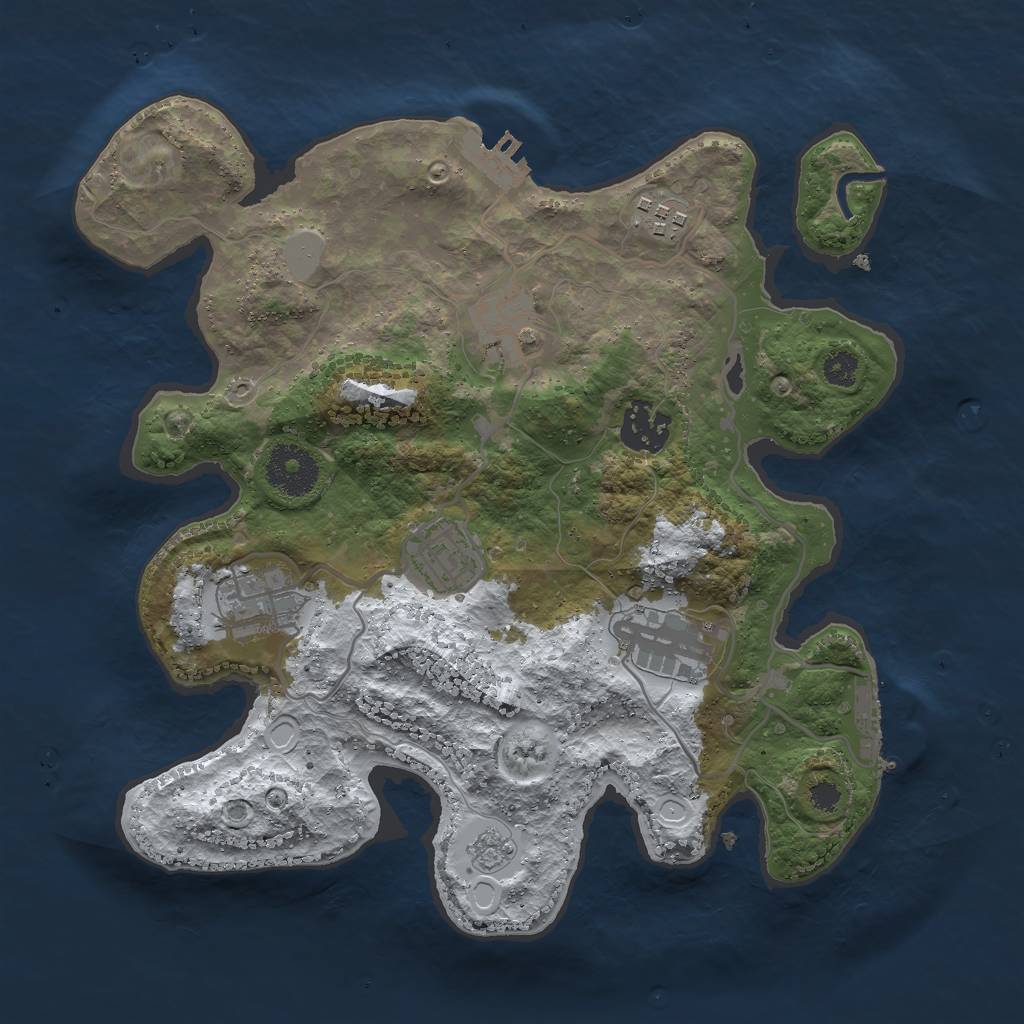 Rust Map: Procedural Map, Size: 3000, Seed: 1047866708, 14 Monuments