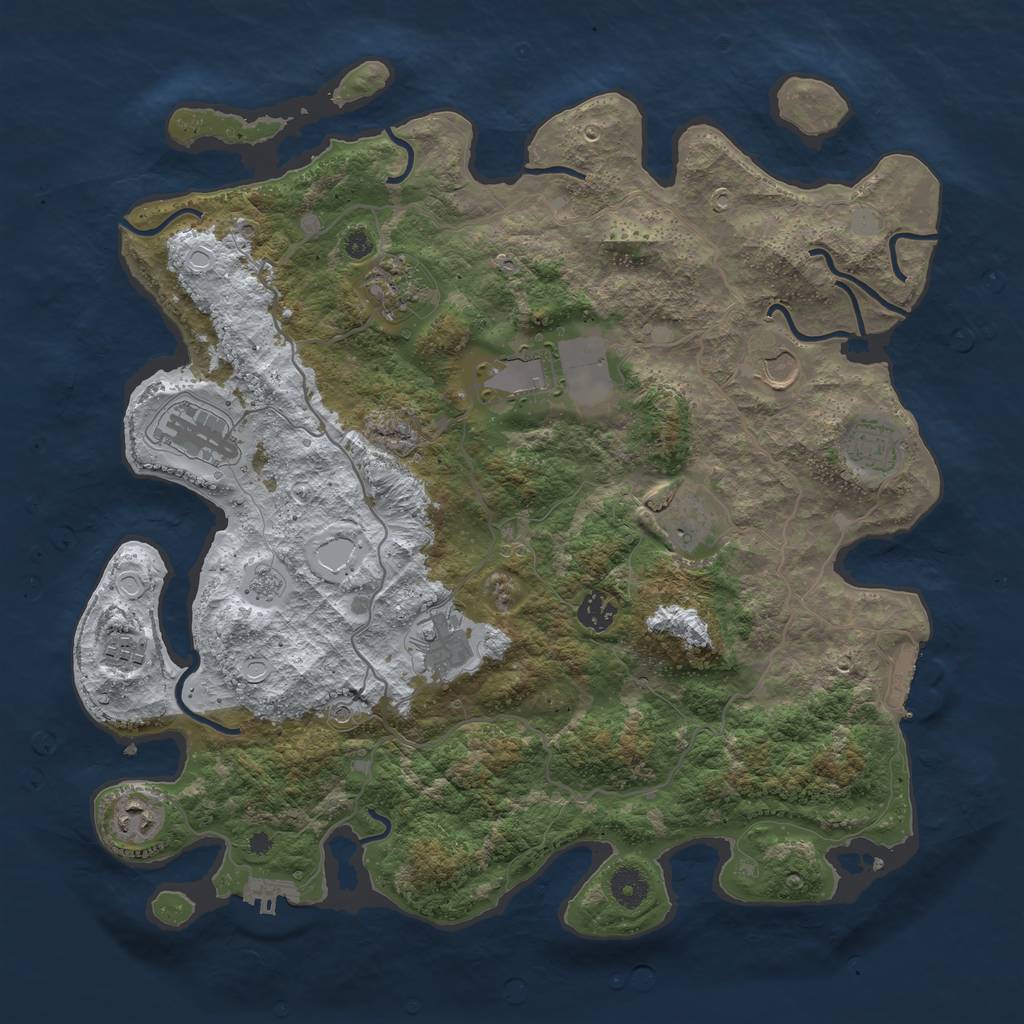 Rust Map: Procedural Map, Size: 4000, Seed: 855285705, 19 Monuments