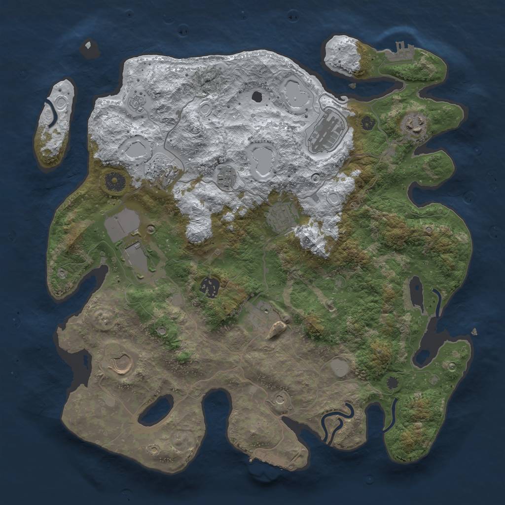 Rust Map: Procedural Map, Size: 3750, Seed: 412502148, 18 Monuments